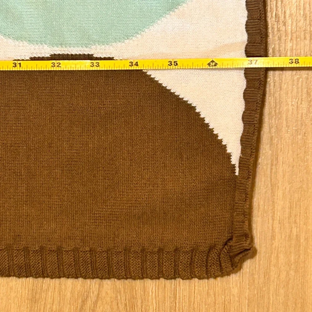 DwellStudio Knit Baby Blanket 31x36 Brown Mint Green Geometric Circles MCM